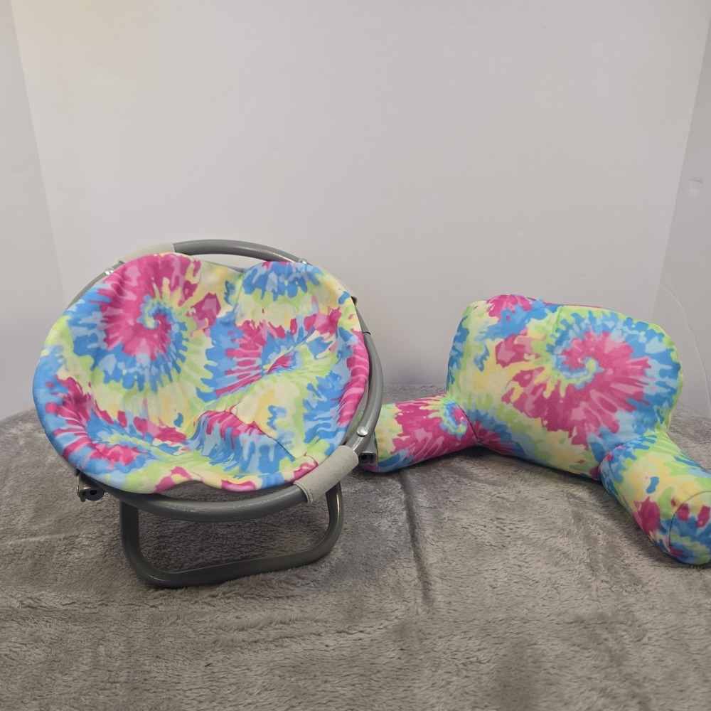 Tye Dye Lounge Pillow And Papasan Chair for 18" Dolls Unbranded